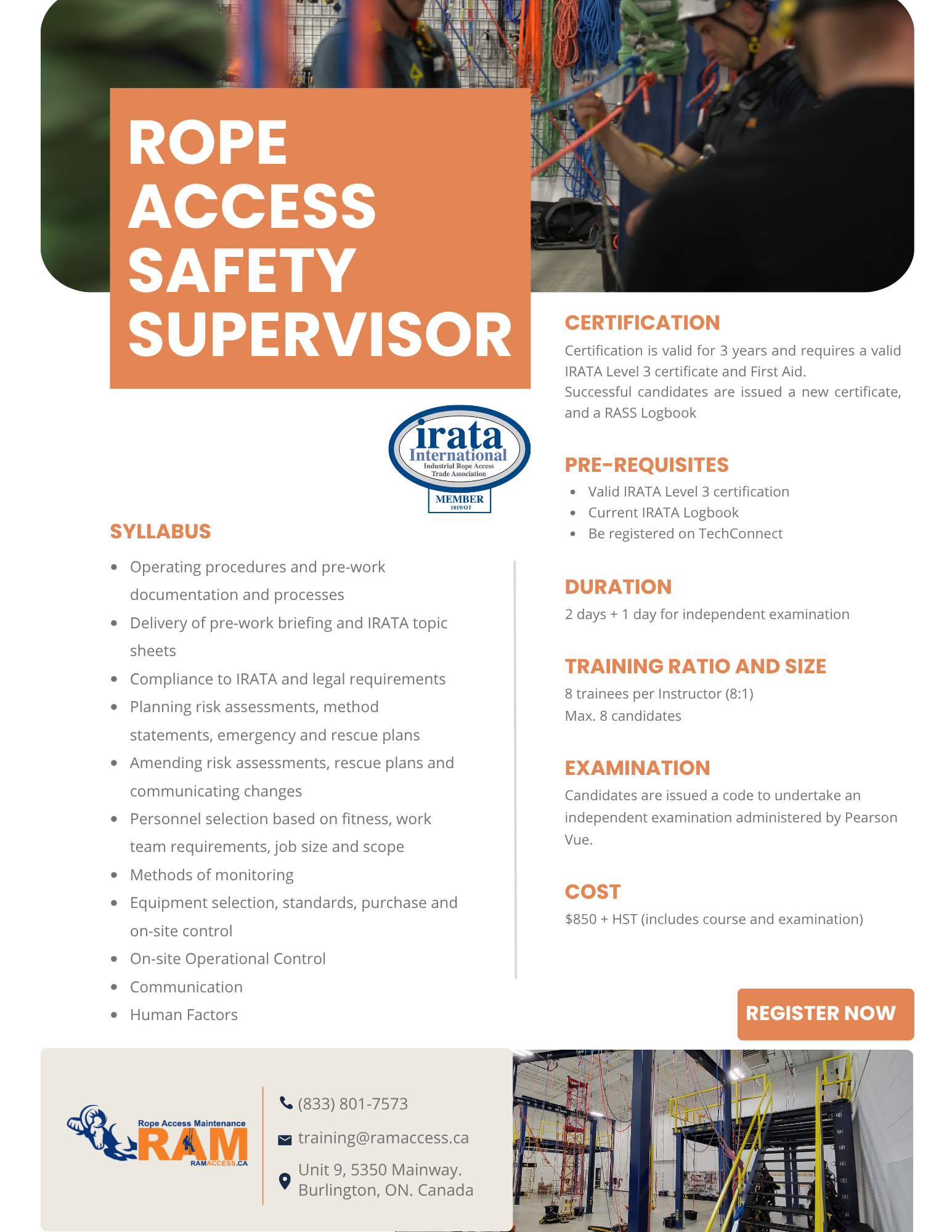 Irata Rope Access Rescue Template.pdf IRATA Rope Access Safety Supervisor (RASS) – Rope Access Maintenance Inc.